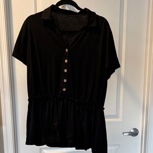 Black Button-Down Women's Top